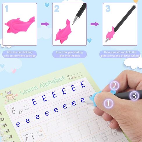 Magic Practice Copybook, Grooved Handwriting Practice Workbook, Reusable Writing Practice Copybook for Preschool Kids Age 3-8 Calligraphy 7.8 in x 5.5 in (5 Books with Pens) in Saudi Arabia