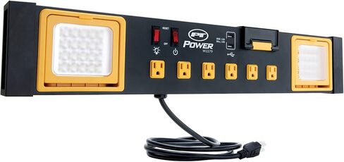 أداة الأداء W2279 محطة طاقة من الدرجة التجارية مع 6 منافذ، ومنفذين USB، ومهد مدمج، ومصابيح LED، مثالية لورش العمل والكراجات in Kuwait
