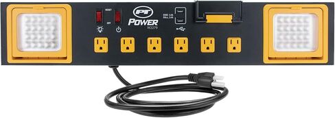 أداة الأداء W2279 محطة طاقة من الدرجة التجارية مع 6 منافذ، ومنفذين USB، ومهد مدمج، ومصابيح LED، مثالية لورش العمل والكراجات in Kuwait