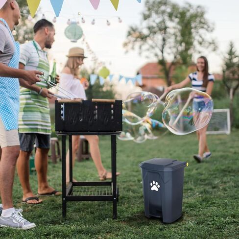 سلة مهملات براز الكلاب للاستخدام في الهواء الطلق، محطة نفايات الكلاب مع غطاء بدواسة بدون استخدام اليدين، حاوية متينة من البولي فينيل كلوريد للحديقة المنزلية والمطبخ مع صينية فضلات الكلاب ومشط 200 قطعة من أكياس القمامة، رمادي C-20-G-W200-CZ in Kuwait