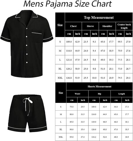 SWOMOG Men's Short Sleeve Pajama Sets Soft Modal Button Down Notched Collar Sleepwear Soft Lounge Pjs with Pockets Black Small in Saudi Arabia