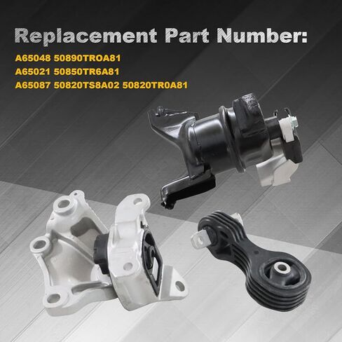 Front Engine Motor and Trans Mount Set Compatible with Civic 1.8L Auto Trans 2012-2015 50850TR6A81 50890TR0A81 50820TS6H81 A65048 A65021 A65087 (1 Pcs) in Kuwait
