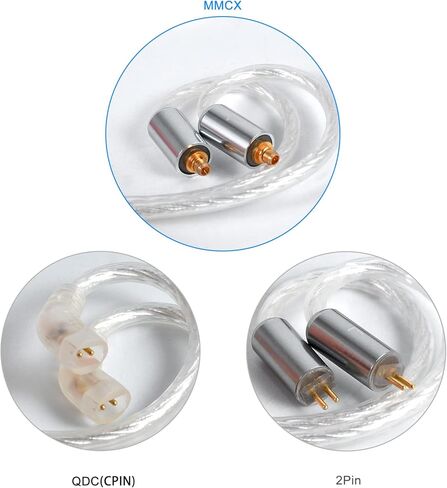 كابل ترقية سماعة الأذن، سلك بديل لسماعات الأذن MMCX، 4 نوى OFC مطلية بالفضة محول صوت لسماعات الأذن مع ميكروفون لـ Shure SE215 SE315 SE535 (mmcx، فضي، ميكروفون) in Kuwait