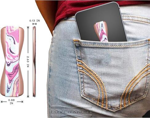 LOVEHANDLE Universal Phone Grip for Most Smartphones, Mini Tablets and Cases, Marble Rose Design Colored Elastic Strap with Mauve Rose Base, LH-01-MarbleRose in Kuwait
