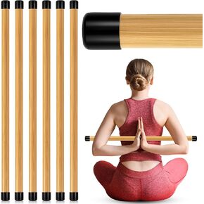 Hiboom 6 Pcs 26 inch Yoga Stick Natural Bamboo Exercise Stick with Non-Slip Rubber Ends Stretching Tool Posture Corrector Stretch Tool for Flexibility, Workout, Balance Fitness in Saudi Arabia
