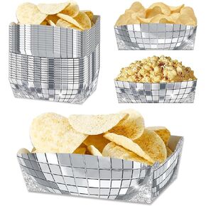 24 Pcs Disco Theme Food Trays Disco Ball Paper Dinner Dinnerware Party Supplies 70s 80s 90s Wedding Birthday Bachelorette Party Decorations in Saudi Arabia