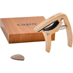 Guitar Capo, 3 in 1 Solid Wood Capos and Pick for Acoustic and Electric 6-string Guitars and Ukulele in Saudi Arabia