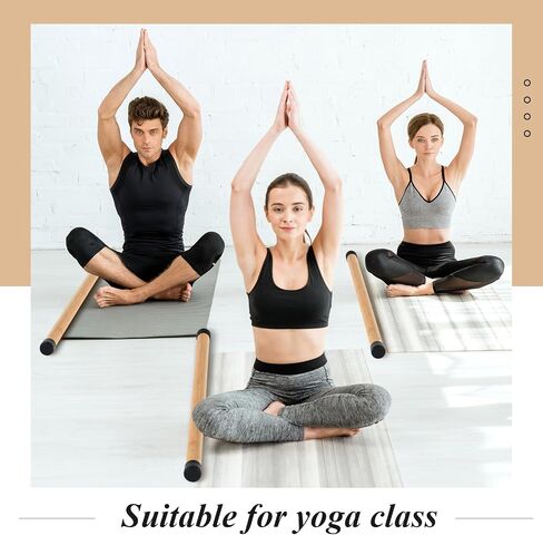 HIBOOM 6 PCS 26 Inch Yoga Stick Natural Bamboo Exercision Stick مع أطراف المطاط غير المنقولة أداة تمديد أداة تمديد مرونة المرونة ، والتمرين ، والتوازن في اللياقة البدنية in Saudi Arabia