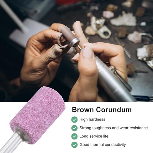 3-Pack Abrasive Mounted Stone Grinding Bits, 1/4 in(6mm) Shank Aluminum Oxide Polishing Sanding Drill Bit for Rotary Tools, 1.18IN(30mm) Dia 80 Grits Cylinder [Pink] in Saudi Arabia