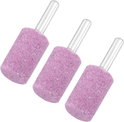 3-Pack Abrasive Mounted Stone Grinding Bits, 1/4 in(6mm) Shank Aluminum Oxide Polishing Sanding Drill Bit for Rotary Tools, 1.18IN(30mm) Dia 80 Grits Cylinder [Pink] in Saudi Arabia