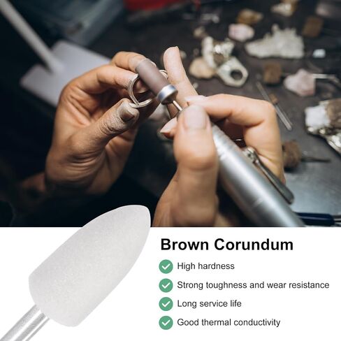 5-Pack Abrasive Mounted Stone Grinding Bits, 1/4 in(6mm) Shank Aluminum Oxide Polishing Sanding Drill Bit for Rotary Tools, 1IN(25mm) Dia 80 Grits Point [White] in Saudi Arabia