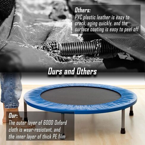 غطاء زنبرك Tydnqh Trampoline ، غطاء الترامبولين الصغير ، 600D Oxford Cloth 3 طبقة صدمة من وسادة البديل الترامبولين ، وسادة الترامبولين المقاومة للماء للترامبولين الصغير (38 بوصة ، أزرق) in Kuwait