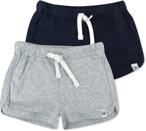 HonestBaby Cargo Shorts 100% Organic Cotton for Infant Baby and Toddler, Boys, Girls, Sunset Blue (2-Pack) in Saudi Arabia