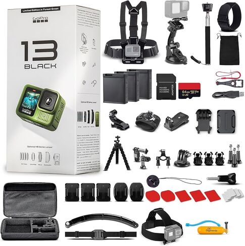 GoPro HERO13 (Hero 13) in Polar White - with 50 Piece Accessory Kit and 2 Extra Batteries + 64GB Card - Waterproof Action Camera - 5.3K HDR, 27MP Photos, 1/1.9" Sensor, Live Streaming, Webcam in Saudi Arabia