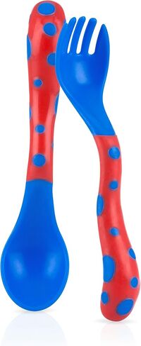 Nuby Fun Feeding Toddler Spoons and Forks 6 Pack - Green, Yellow, Red in Saudi Arabia