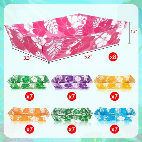 50pcs زخارف حفلة هاواي لوا - صواني غذائية زهرة الكركديه في الصيف ، لوها لوازم التقديم القابلة للتصرف (7 نمط) in Kuwait