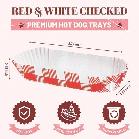 OCMOIY 300 PCS Paper Hot Dog Rays يمكن التخلص منها للحفلات والشواء ، وخدمة حاملي Hot Dog Hotdog قوارب 6 بوصة صواني الأطعمة الصغيرة المختلطة (أحمر) in Kuwait