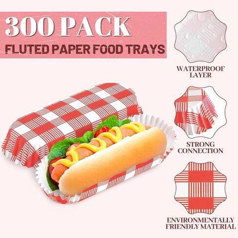 OCMOIY 300 PCS Paper Hot Dog Rays يمكن التخلص منها للحفلات والشواء ، وخدمة حاملي Hot Dog Hotdog قوارب 6 بوصة صواني الأطعمة الصغيرة المختلطة (أحمر) in Kuwait