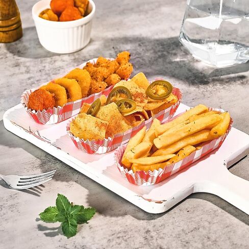 OCMOIY 300 PCS Paper Hot Dog Rays يمكن التخلص منها للحفلات والشواء ، وخدمة حاملي Hot Dog Hotdog قوارب 6 بوصة صواني الأطعمة الصغيرة المختلطة (أحمر) in Kuwait