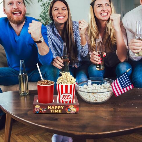 16pcs فيلم ليلة خفيفة من الصواني الخفيفة القابلة للتصرف في ورقة شرب الفشار صناديق طعام مسرح للسينما مستلزمات العائلة ديكور الحفلات 7.87x5.91x1.57inch الرجعية in Saudi Arabia