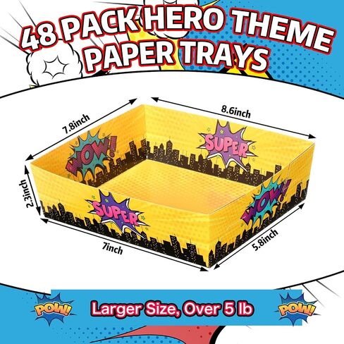 SLINER 48 PCS Hero موضوع حفلات عيد ميلاد لوازم الحفلات 5 رطل البطل الكبير للأغذية الصواني الحزب يفضل قوارب الغذاء للوجبات الخفيفة للصواني لزخارف أعياد الميلاد (صبي) in Saudi Arabia