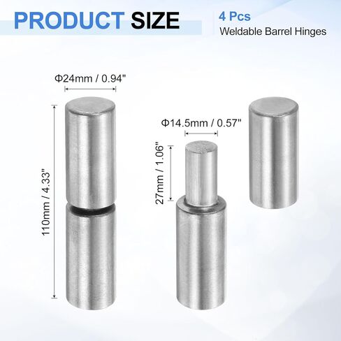 uxcell 10Pcs Weldable Barrel Hinges, 4-3/8" x 3/4" Carbon Steel Heavy Duty Detachable Weld on Door Hinges for Metal Gate Swing Door Trailer Ramp in Kuwait