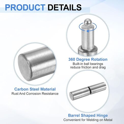 uxcell 10Pcs Weldable Barrel Hinges, 4-3/8" x 3/4" Carbon Steel Heavy Duty Detachable Weld on Door Hinges for Metal Gate Swing Door Trailer Ramp in Kuwait