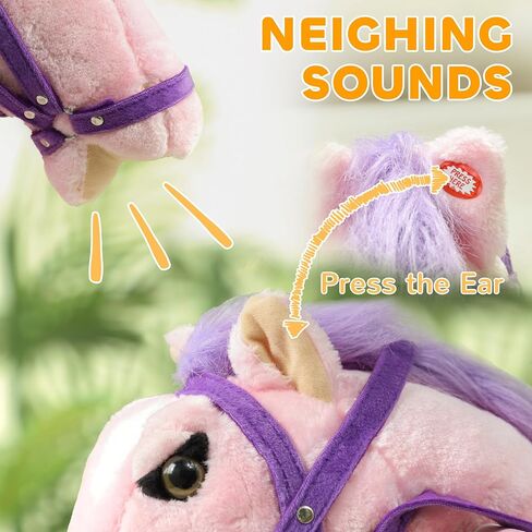 Qaba Spring Rocking Horse ، ركوب الأطفال على الحصان ، ركوب الخيل الفخم مع الأصوات والركاب القدمين ، سرج للأطفال من 3 إلى 8 سنوات ، بني in Kuwait