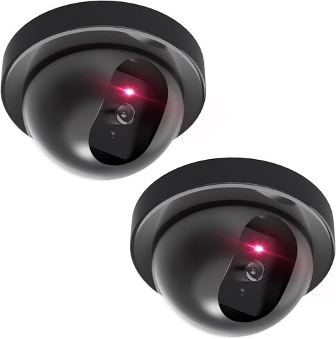 WALI Dummy Fake Security CCTV Dome Camera with Flashing Red LED Light with Security Alert Sticker Decals (SD-6), 6 Packs, Black in Saudi Arabia