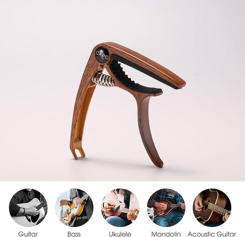 ENO MUSIC Professional Acoustic and Electric Guitars Capo for 6 String Guitar and Mandolin, DarkWood in Kuwait