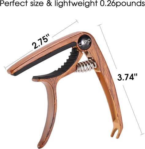 ENO MUSIC Professional Acoustic and Electric Guitars Capo for 6 String Guitar and Mandolin, DarkWood in Kuwait