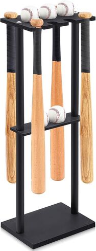 Soulchen 1 مجموعة Baseball Bat Holder Rack 8 Bats 5 Balls ، Baseball Bat Scension Organizer Floor Standing Softball Sport Equipment Stand (Wood) in Kuwait