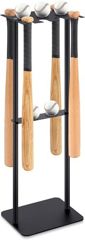 Soulchen 1 مجموعة Baseball Bat Holder Rack 8 Bats 5 Balls ، Baseball Bat Scension Organizer Floor Standing Softball Sport Equipment Stand (Wood) in Kuwait
