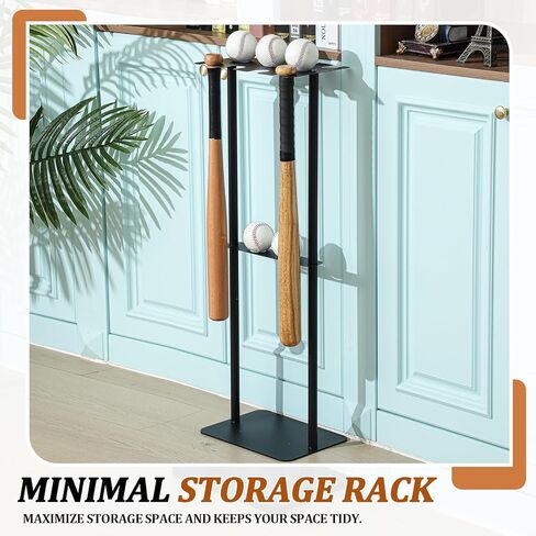 Soulchen 1 مجموعة Baseball Bat Holder Rack 8 Bats 5 Balls ، Baseball Bat Scension Organizer Floor Standing Softball Sport Equipment Stand (Wood) in Kuwait