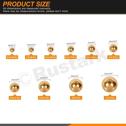 120pcs 10 أحجام أحجام محمل دراجات النحاس كرات تشكيلة مجموعة sae الدقة الصلبة تحمل كرات الكرة النحاسية الصناعية لسيارات الآلات in Kuwait
