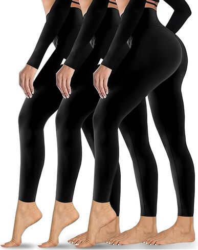 Diravo 3 Pack Black Leggings for Women,Tights Buttery Soft Tummy Control Pants Lined Legging for Yoga Workout Athletic in Kuwait