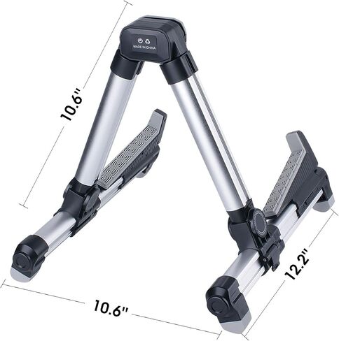 ENO MUSIC Alumium Alloy A-Frame Universal Folding Acoustic Guitar Stand, Suitable for Electric Bass Guitars , Silver in Kuwait