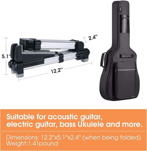 ENO MUSIC Alumium Alloy A-Frame Universal Folding Acoustic Guitar Stand, Suitable for Electric Bass Guitars , Silver in Kuwait