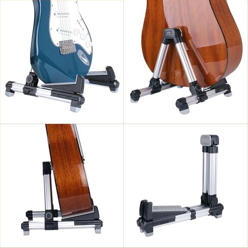 ENO MUSIC Alumium Alloy A-Frame Universal Folding Acoustic Guitar Stand, Suitable for Electric Bass Guitars , Silver in Kuwait