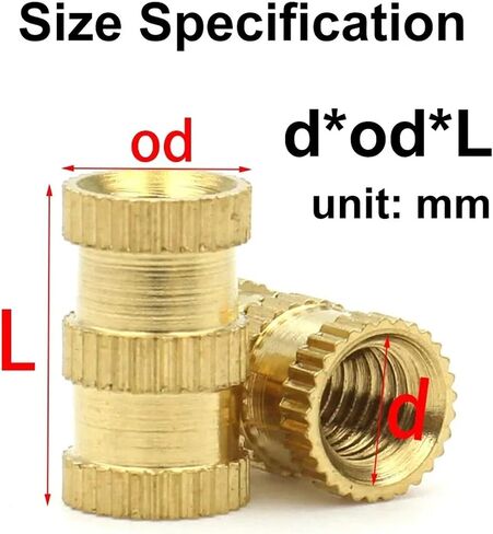 Brass Insert Heat Inserted Knurled Nut Dual-Pass Brass Knurled Embedded Nuts(Length 12mm,M4x OD5mm (50PCS)) in Saudi Arabia