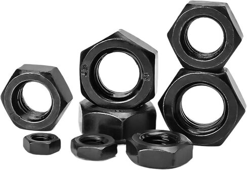 Black Hexagon Hex Nuts Carbon Steel Metric Hex Nuts Locknut(M10 (5PCS)) in Saudi Arabia