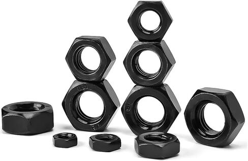 Black Hexagon Hex Nuts Carbon Steel Metric Hex Nuts Locknut(M10 (5PCS)) in Saudi Arabia
