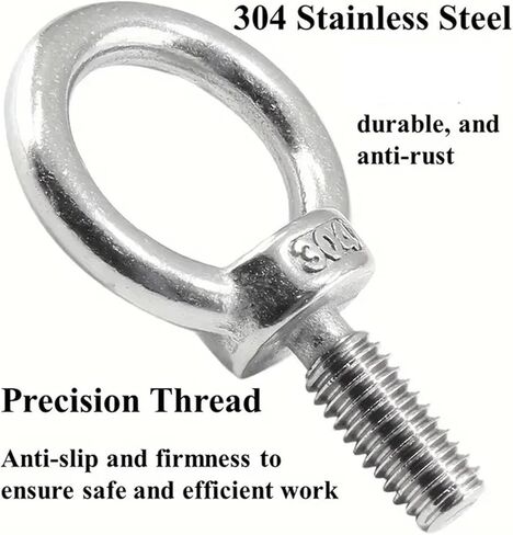 Stainless Steel Lifting Eye Nuts Screw Ring Extended Eyebolt(M6,1PC) in Saudi Arabia