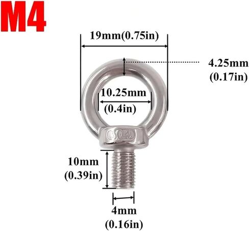 Stainless Steel Lifting Eye Nuts Screw Ring Extended Eyebolt(M6,1PC) in Saudi Arabia