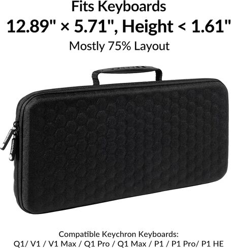 Keychron Carrying Case for Q1 / Q1 Pro / Q1 Max / V1 / V1 Max & Lemokey P1 / P1 Pro / P1 HE – Black EVA Hard Shell Canvas Bag with Molded Liner and Comfortable Handle for Travel & Storage in Saudi Arabia