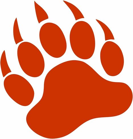 Grizzly Bear 5" Paw Print (Color Variations) Vinyl Decal Car Truck Window Wall Glass Laptop (5 Inches Tall, Dark Orange) in Saudi Arabia
