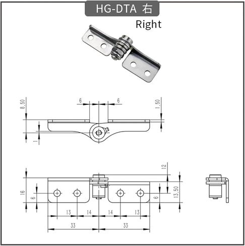 Stainless Steel Adjustable Damping Shaft Torque Can Stop Hinge at Any Angle 1Pcs(Right,0.8N.m) in Saudi Arabia