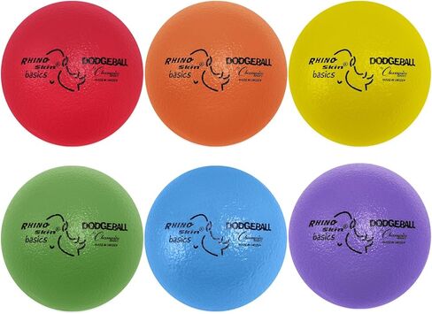 Champion Sports Rhino Skin Dodgeball Set – 6 Soft Foam Dodgeballs with Tear-Resistant Coating, Grip Surface, Low Bounce, Mesh Bag, Indoor & Outdoor Playground or PE Class Ball Set – 6" or 7" in Saudi Arabia