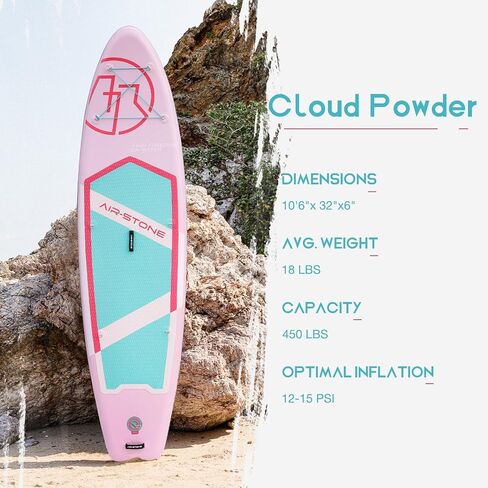 سعة Air-STONE 10'6 "450 رطلاً ， لوحة مجداف قابلة للنفخ مع ملحقات SUP بما في ذلك حقيبة الظهر ، ومجموعات الإصلاح ، والسطح غير القابل للانزلاق ، والمقود ، 3 زعانف ، ومضخة اليد ومضخة اليد in Saudi Arabia