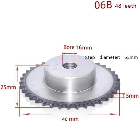 مسننة أسطوانة الأسنان ضرس 1pcs 41-57 الأسنان 06b سلسلة محرك المسننة الصلب الكربون الترس الملعب 9.525mm (52 ​​أسنان) in Kuwait